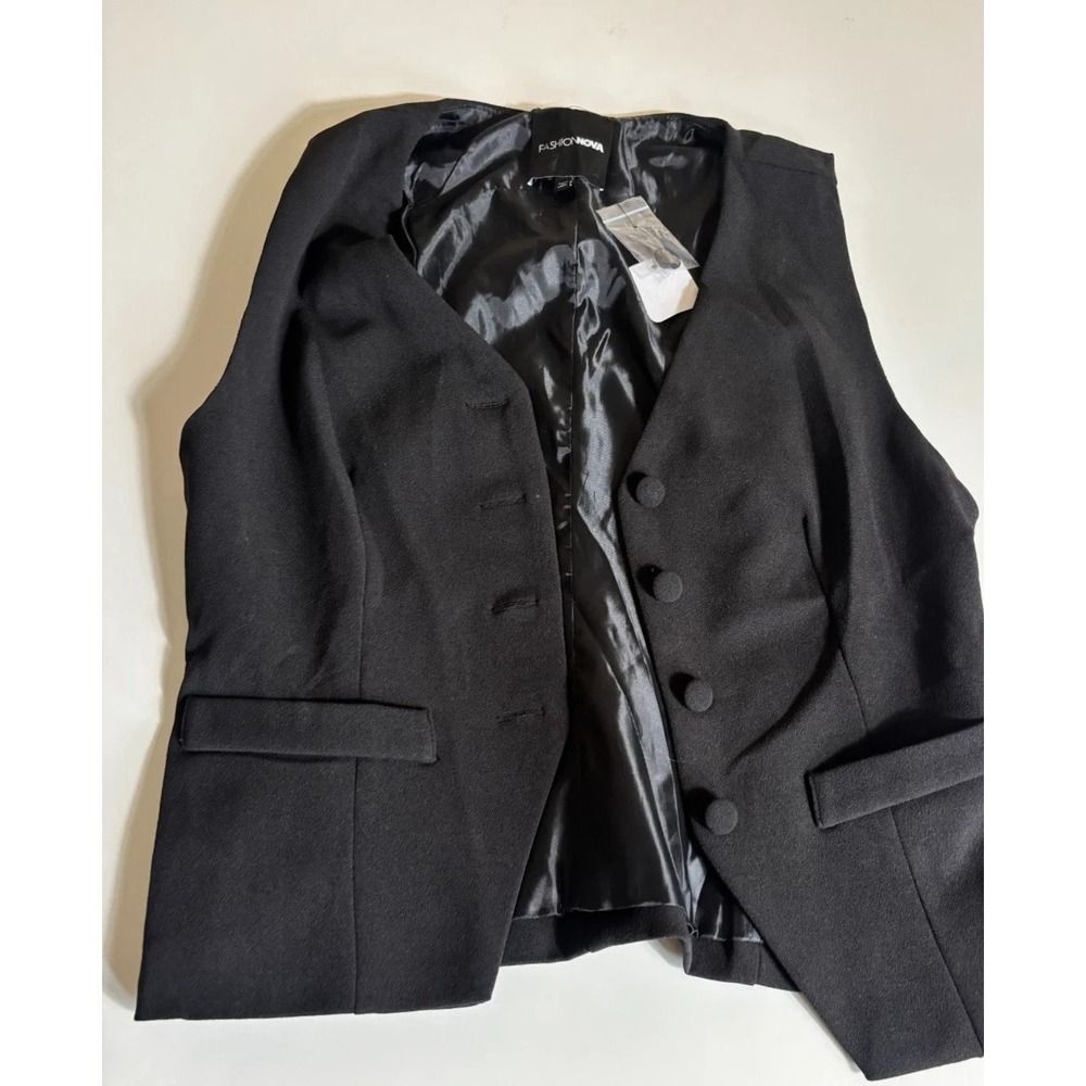 Fashion Nova Work Blaze Business Vest Top Set of 2 Womens Medium Black Tan Lined - Picture 9 of 10